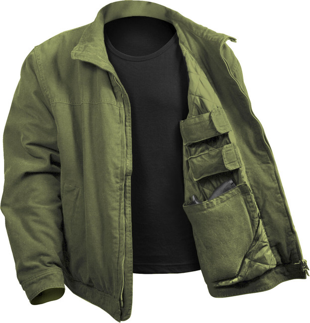 Olive Drab Concealed Carry Padded Military Jacket