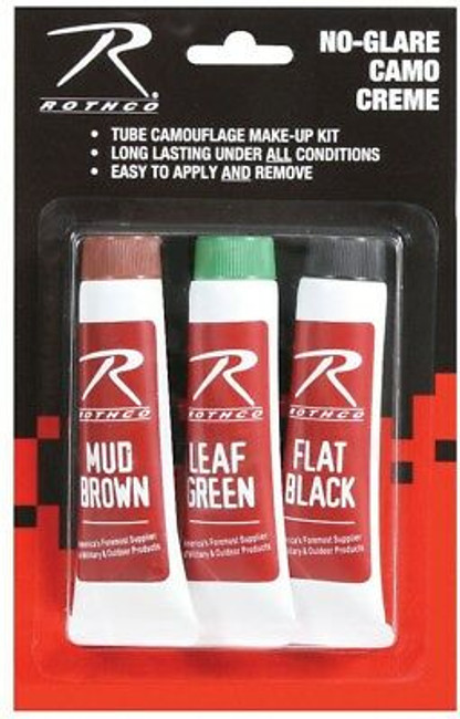 Camouflage No Glare Face Paint Tubes - 3 Colors