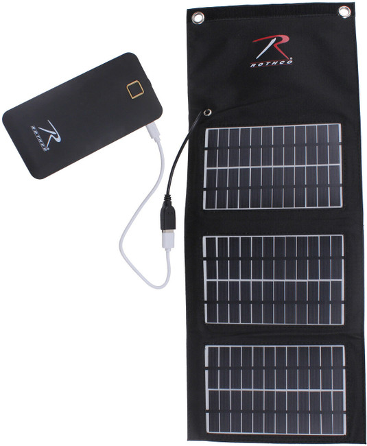 Portable Folding Solar Panel Charger & Power Bank Battery 5V 1.5A USB MOLLE