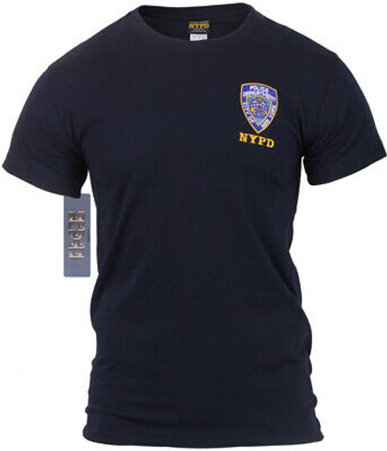 Navy Blue NYPD T-Shirt Official Embroidered Logo Patch NY Police Dept Tee NYC