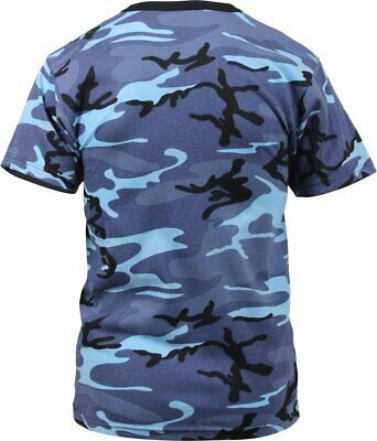 Mens Sky Blue Camouflage Tactical Military Short Sleeve TShirt
