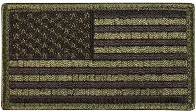 Olive Drab USA American Regular Flag Patch with Hook & Loop