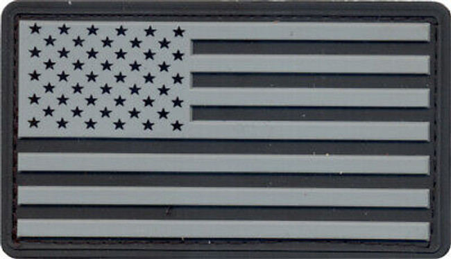 Silver & Black PVC US Flag Patch Military American Flag Patch