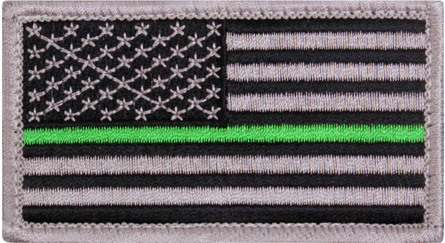 Thin Green Line Support US Agents USA American Hook Flag Patch 1 7/8" x 3 3/8"