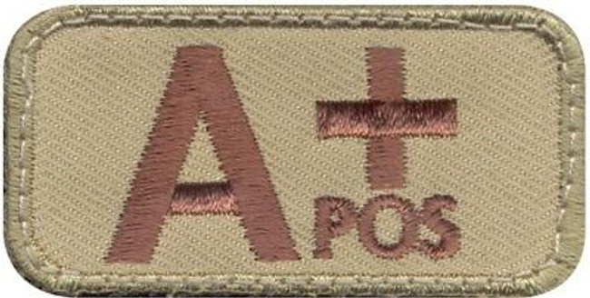 A Positive Blood Type Hook & Loop Patch, 2" x 1"