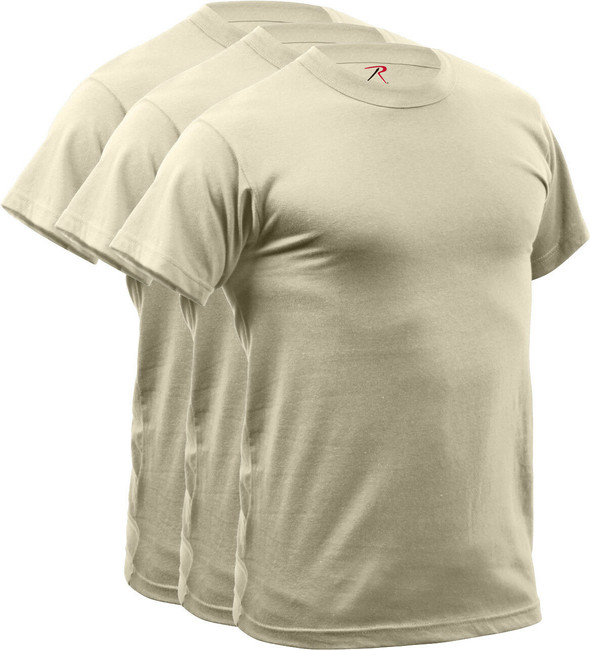 3 Pack - Desert Sand Solid Quick Dry Moisture Wicking Performance Army T-Shirt