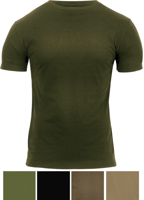 Solid Army Color Military T-Shirt Short Sleeve Muscle Athletic Cut Built Tee
