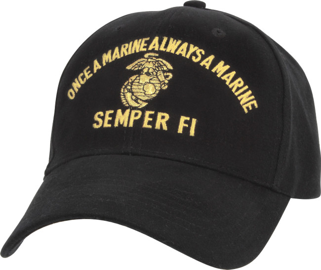 Black US Marine Semper Fi Once A Marine Always A Marine Adjustable Cap