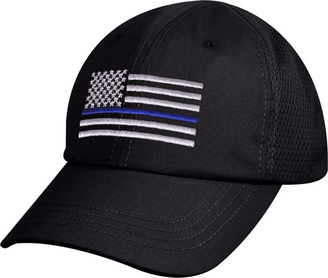 Black Thin Blue Line US Flag Support Police Low Profile Baseball Cap Mesh Back