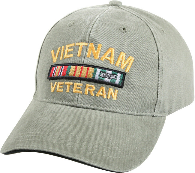 Olive Drab Vintage US Military Vietnam Veteran Deluxe Low Profile Adjustable Cap