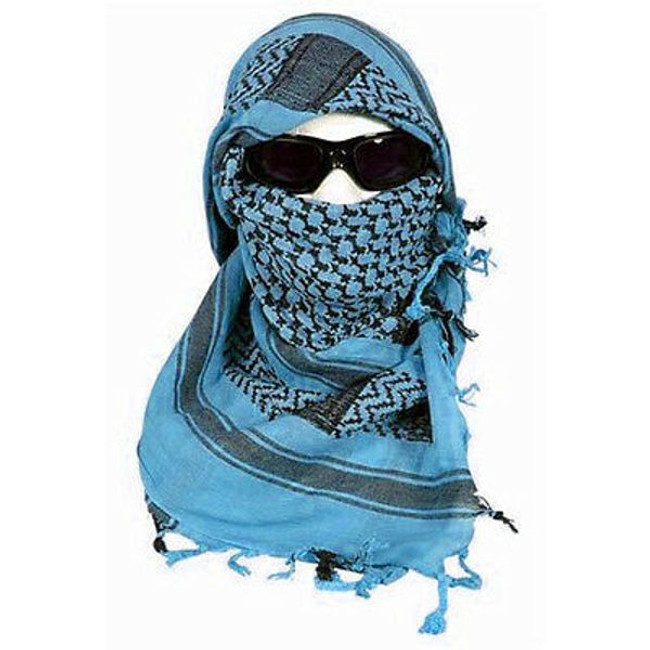 Blue & Black Shemagh Tactical Desert Keffiyeh Arab Heavyweight Scarf