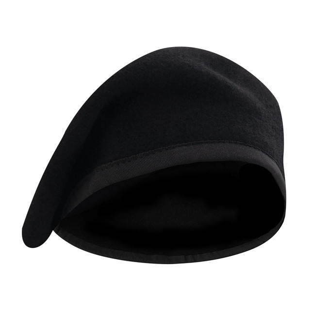 Black Military Clutch Wool Beret No Eyelets