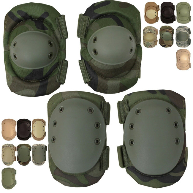 Tactical Elbow & Knee Pads Set, Camo Multi-Purpose Paintball Airsoft Skate Work