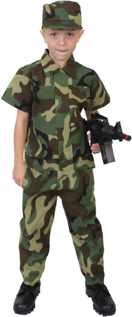 Kids Woodland Camouflage Army Soldier Uniform Costume