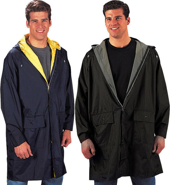 Waterproof Reversible Rain Parka Long 3/4 Length Coat