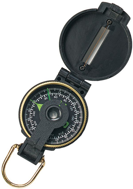 Black Lensatic Compass Glow In The Dark Dial Pocket Size Camping Hiking
