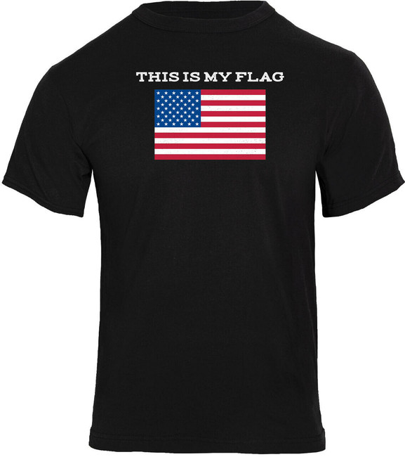Black This Is My Flag USA Flag T-Shirt Patriotic Tee