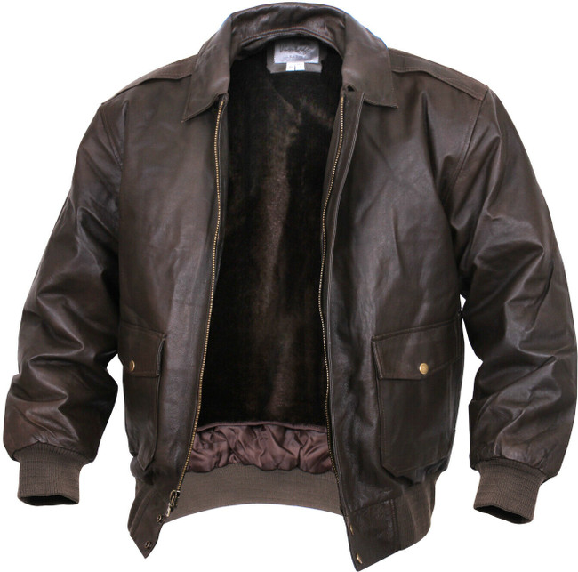 Brown Thick Heavy Leather Classic A-2 Flight Jacket