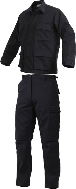 Black Rip-Stop SWAT Cloth Poly-Cotton Cargo BDU Law Enforcement Uniform