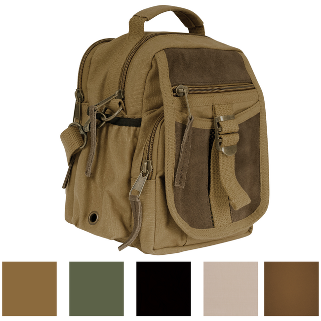 Small Messenger Canvas & Leather Everyday Utility Outdoor Travel Crossbody Bag 