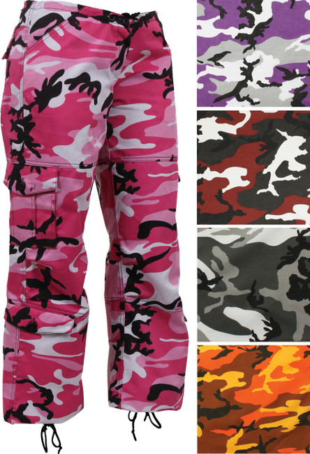 Womens Camo Military Fatigues, 8-Pocket 