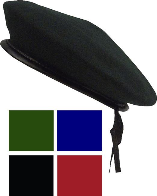 Wool Monty Beret with Drawstring Military Army Uniform Elite Tactical Black Trim