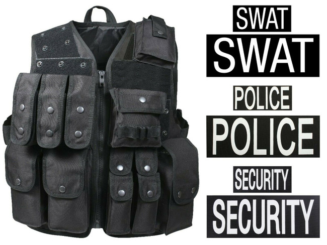 Tactical Raid Vest Law Enforcement Duty Pouches POLICE SWAT & SECURITY Patch Set