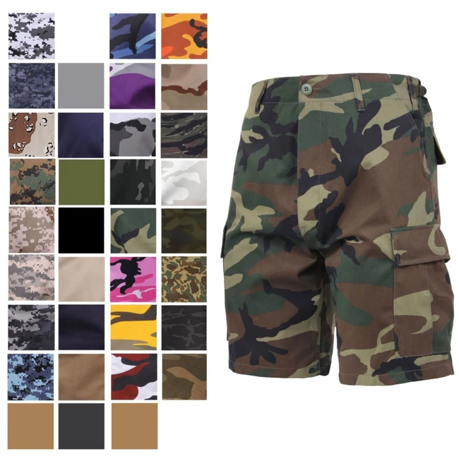 Tactical BDU Cargo Shorts Military Camo & Solid Work Shorts 6 Pocket Army Fatigue Shorts 10” Inseam