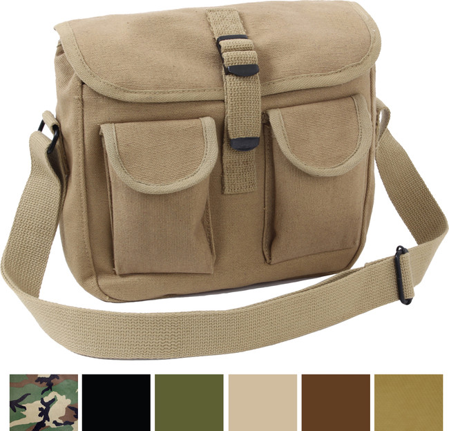 Cotton Canvas Army Shoulder Bag Multi Purpose Military Camo Tote Carry Courier