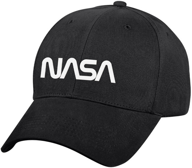 Black NASA Worm Logo Low Profile Hat Baseball Official Space Logo Cap