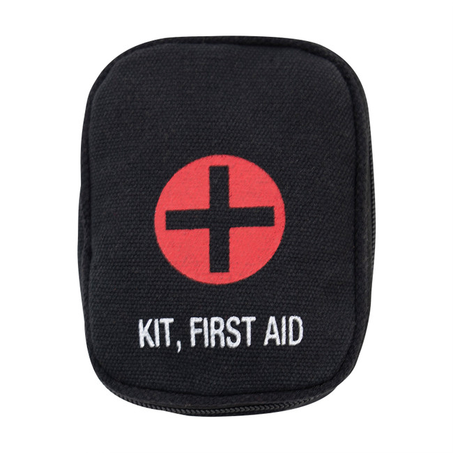 Black Canvas Military Side Zipper First Aid Kit Pouch