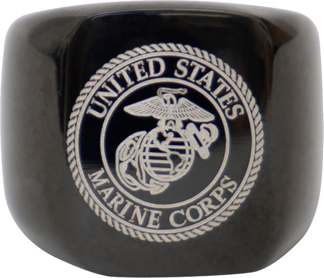 Black USMC Ring Stainless Steel Marine Corps Globe & Anchor Engraved