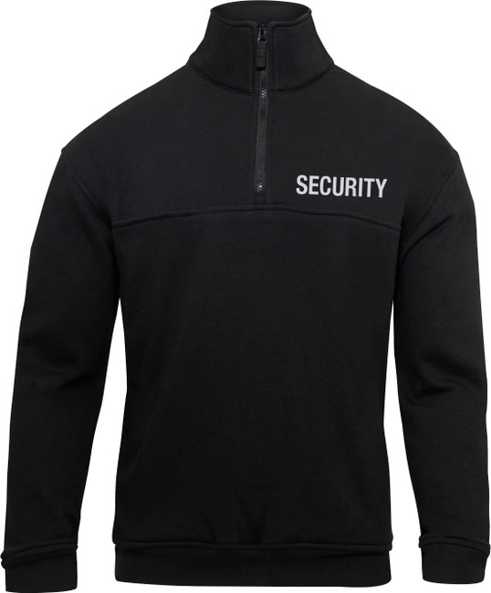 Black Security 1/4 Zip Job Shirt Uniform Duty Guard Officer Shirt Top