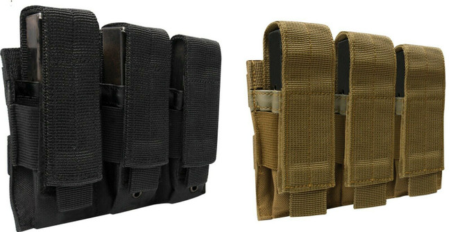 Ammo Pouch Triple Pistol Mag Elastic Retention Pouch Hook And Loop Closure