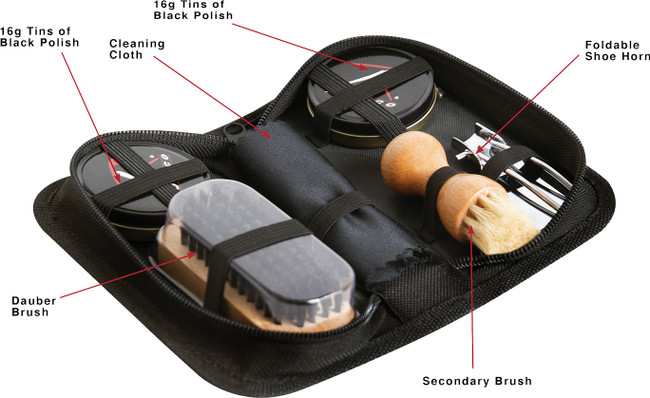 Compact Shoe Care Kit - Clean Fix Enhance Polish Uniform Shoes Boots Set