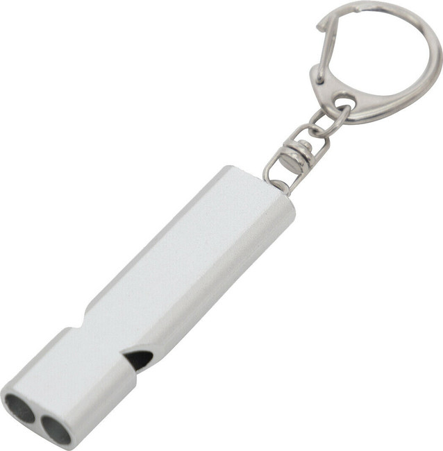 Loud Emergency Whistle 118 DB with Key Clasp Aluminum Silver