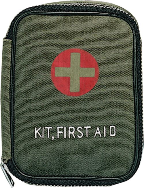 Olive Drab Canvas Military Side Zipper First Aid Kit Pouch