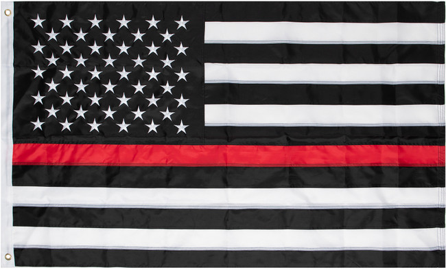 Thin Red Line Law Enforcement Support Firefighters US Deluxe Flag TRL 3'x5'