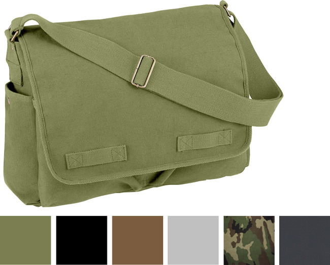 Vintage Canvas Messenger Bag Military Shoulder Satchel School Sling Large Tote Heavyweight