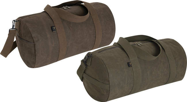 Waxed Canvas Shoulder Duffle Bag Water Resistant Medium Carry Bag 19" x 9" x 9"