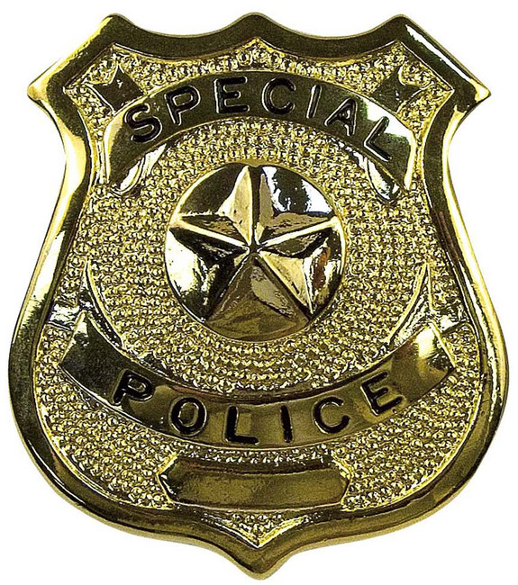 Gold Special Police Shield Badge Pin Back Costume Law Enforcement Style Metal Badge with Star