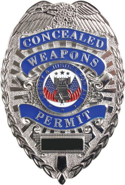 Deluxe Silver - Public Safety CONCEALED WEAPON PERMIT Badge