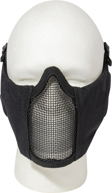 Black Steel Half Face Mask Cover with Ear Guard Safe Reliable Airsoft Paintball
