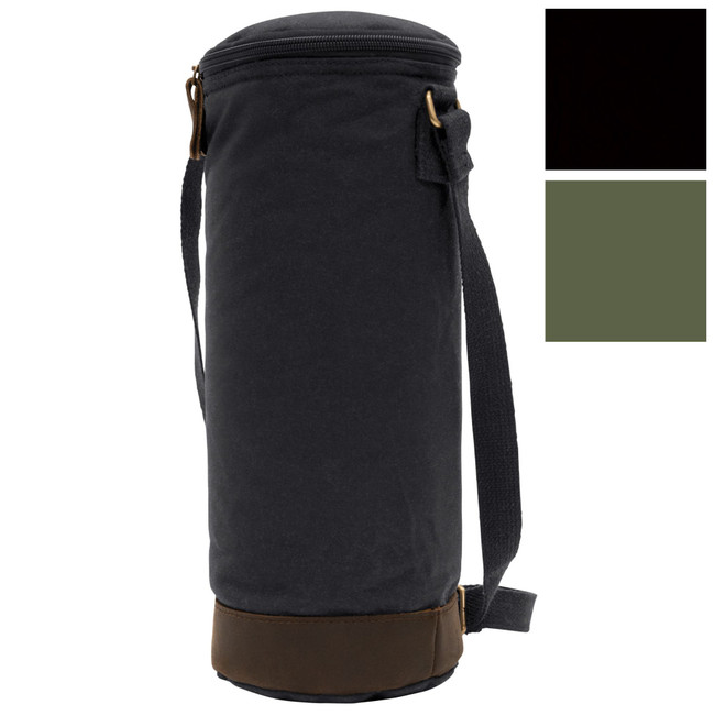 Waxed Canvas Wine Carrier Tote Bag – Insulated Single Bottle Valet Holder