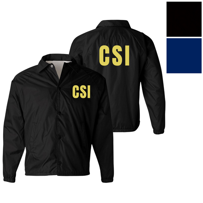 CSI Lightweight Windbreaker Coaches Jacket Waterproof Nylon Crime Scene Investigation Costume Outerwear Unisex