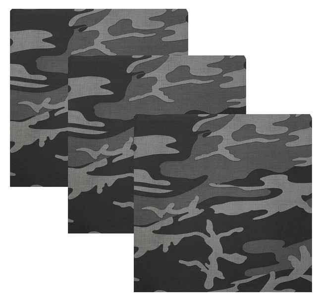 Camouflage Jumbo 27" Bandana Tactical 100% Cotton Bandanna Head Scarf Do-rag Face Cover 3-Pack