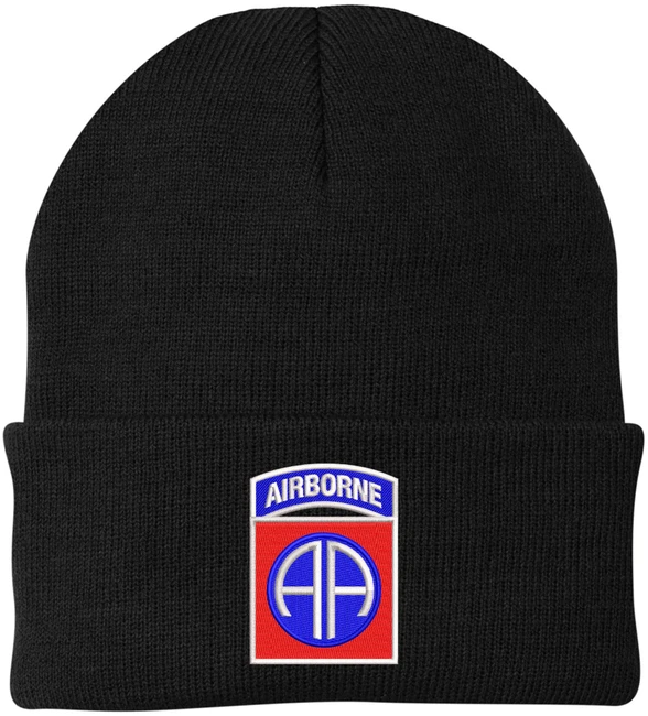 82nd Airborne Division US Army Embroidered Beanie Hat | USA Military Army 100% Acrylic Knitted Skull Cap
