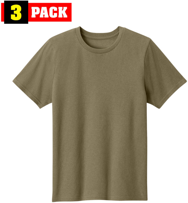 Coyote Brown AR 670-1 Premium Cotton T-Shirts | Soft Crewneck Tees | Everyday Basic Blank Army Shirts, Kids, 3-Pack