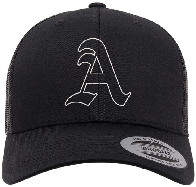 Classic A Letter Embroidered Trucker Hat | Old English Alphabet Adjustable Snapback Unisex Casual Meshback Cap