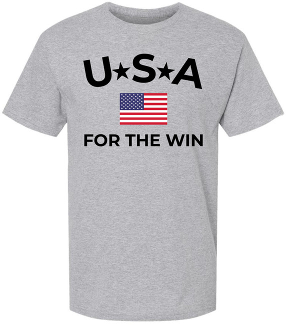 USA for the Win Printed T-Shirt | American Flag Graphic Tee Patriotic 4th of July USA Unisex 100% Cotton Shirt